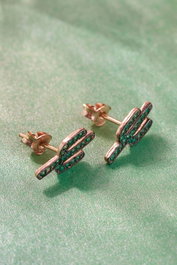 Heliophilia Silver Pendiente de Plata Verde y Oro Rosa